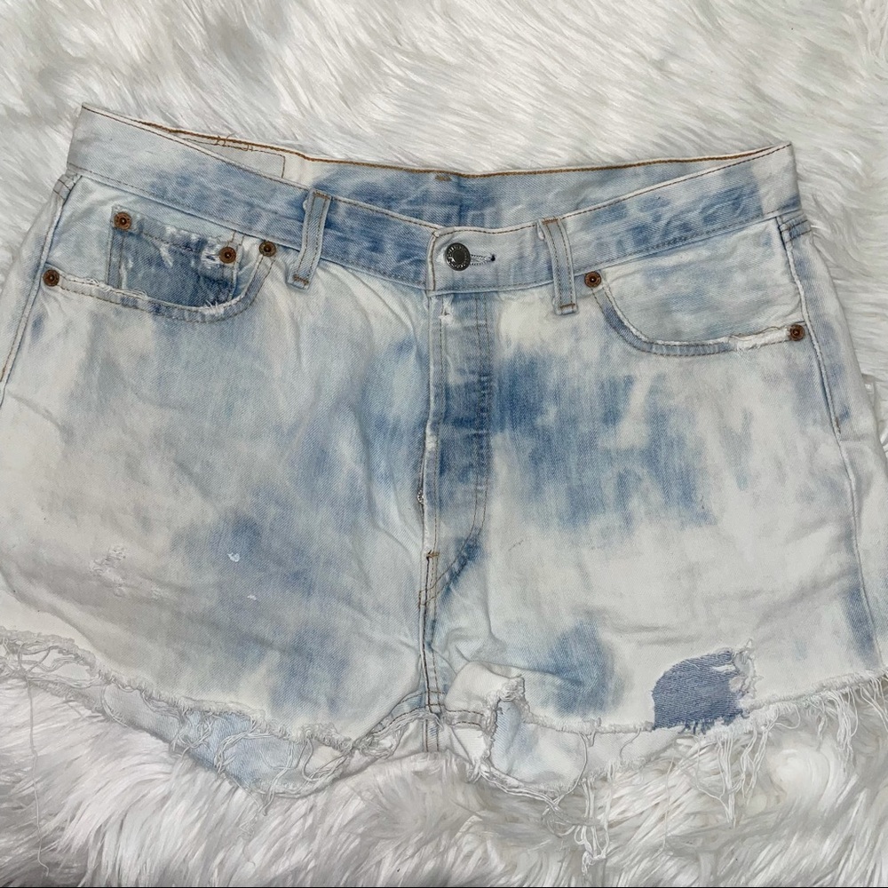 Bleach Dyed Levi’s Button Fly Cutoff Festival Denim Shorts